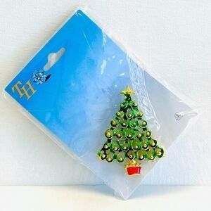 Christmas Tree Holiday Brooch Pin Badge 4" Metal Festive Accessory New